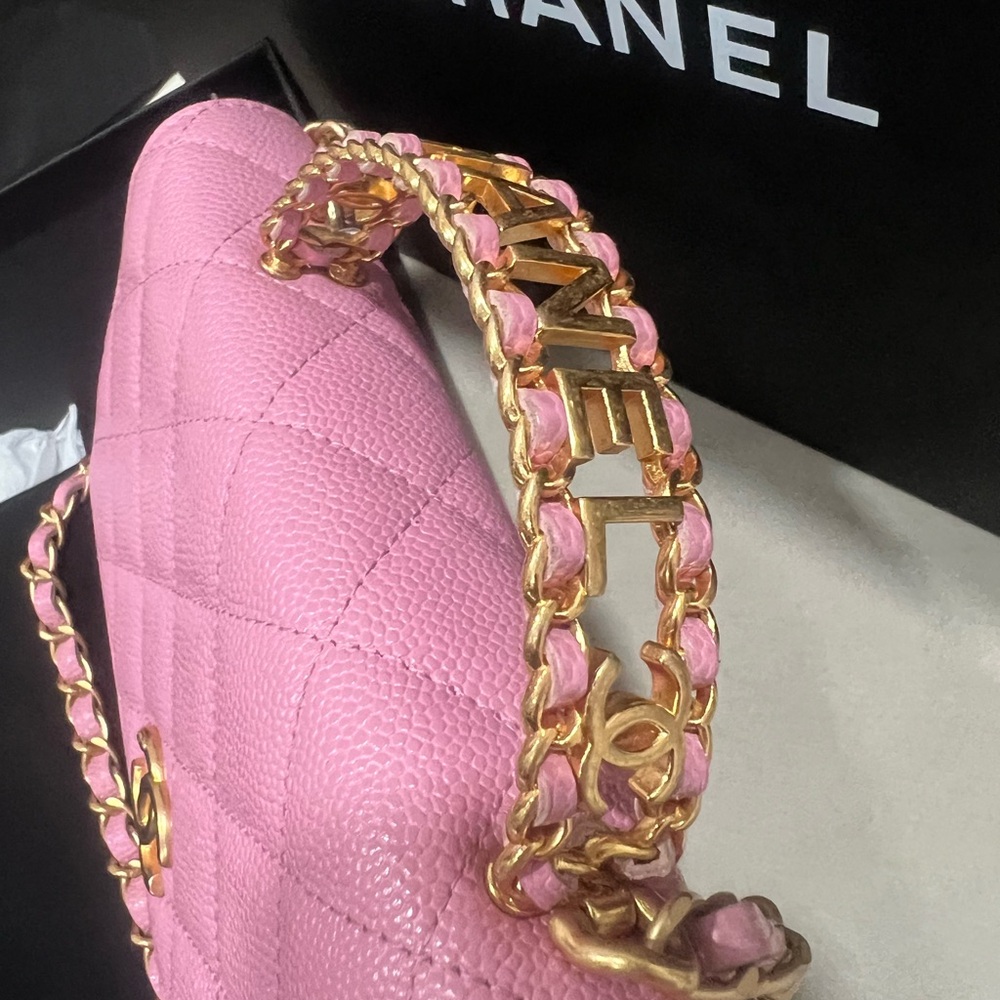 Chanel Caviar Pink Top handle Chanel letter logo crossbody bag - Picture 4 of 9